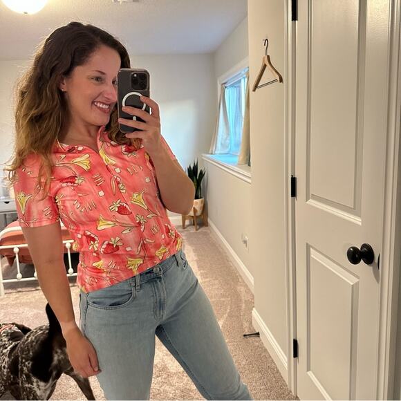 Vintage Nashbar Pink Strawberry Floral Print Cycling Bike Bib Top Medium - Picture 4 of 11